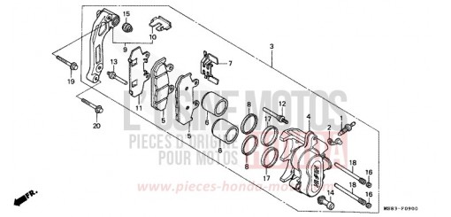FRONT BRAKE CALIPER XRV650K de 1989